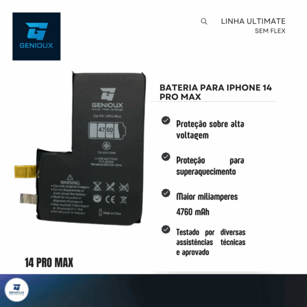 Bateria Ultimate sem flex Genioux para iPhone 14 pro max - Image 4